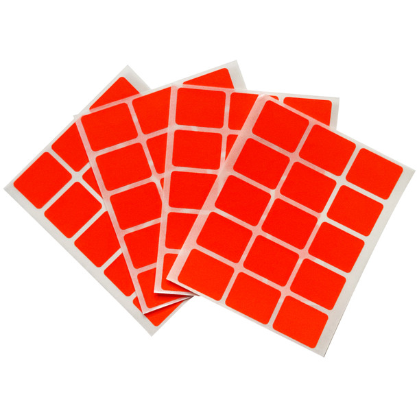 Pack of 60 Fluorescent Red 19x25mm Rectangular Labels Adhesive Stickers