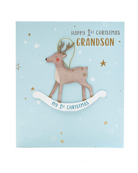 Grandson's First Christmas Card Reindeer 