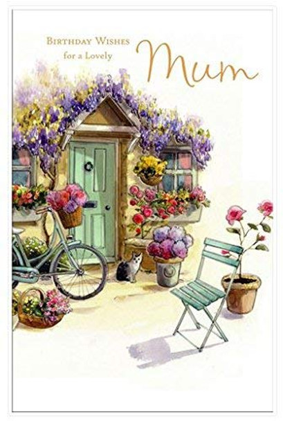 Mum Birthday Card with Wisteria Cottage and Embossed With A Foil Finish