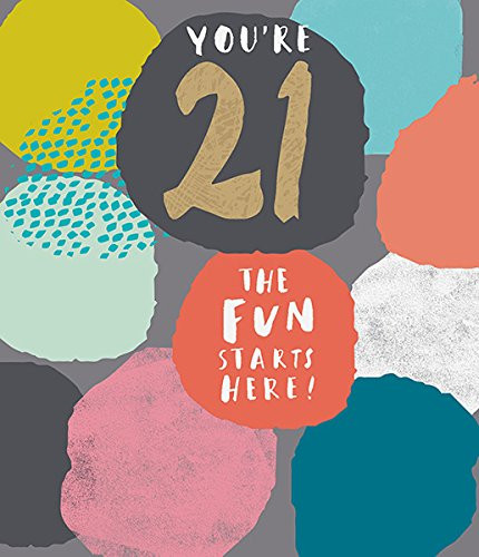 Age 21st  Fun Starts Here Birthday You're 21 Morden New Card