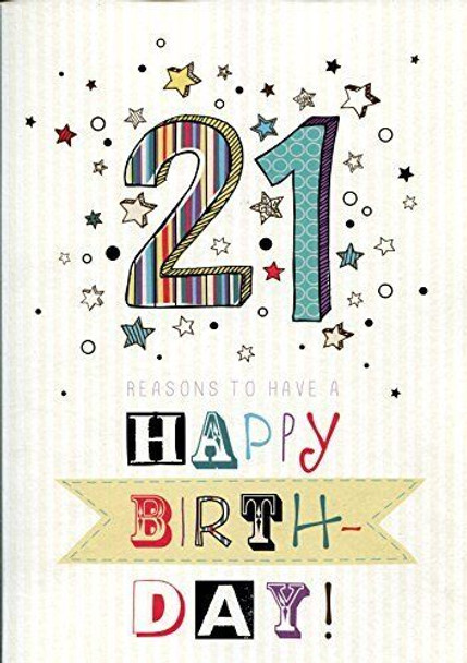 21st birthday 21 Reasons to have a Happy birthday card LARGE 11"x9"