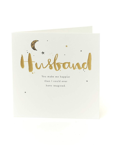 Moon and Stars Husband Birthday Card with Foil Detail