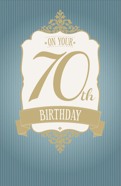 Age 70 Gold Banner Morden 70th Birthday Greeting Card