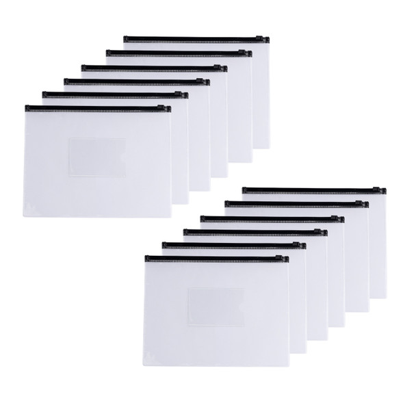 Pack of 12 A5 Black Zip Zippy Bags