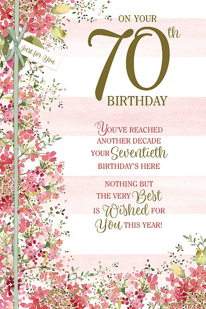 70th Birthday Female Card Nice Verse 