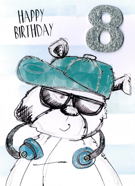 Boy Happy Birthday 8th Card Second Nature Scribble Bear