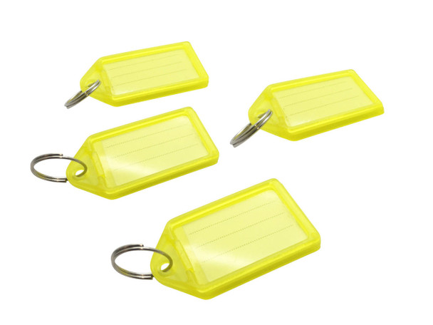 Pack of 50 Large Yellow Identity Tag Key Rings