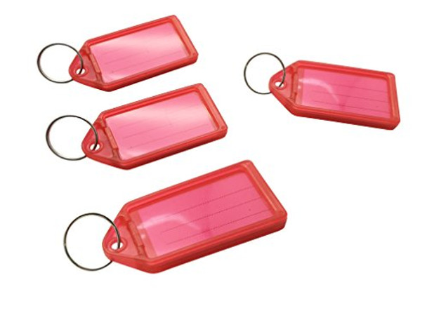 Pack of 50 Large Red Identity Tag Key Rings