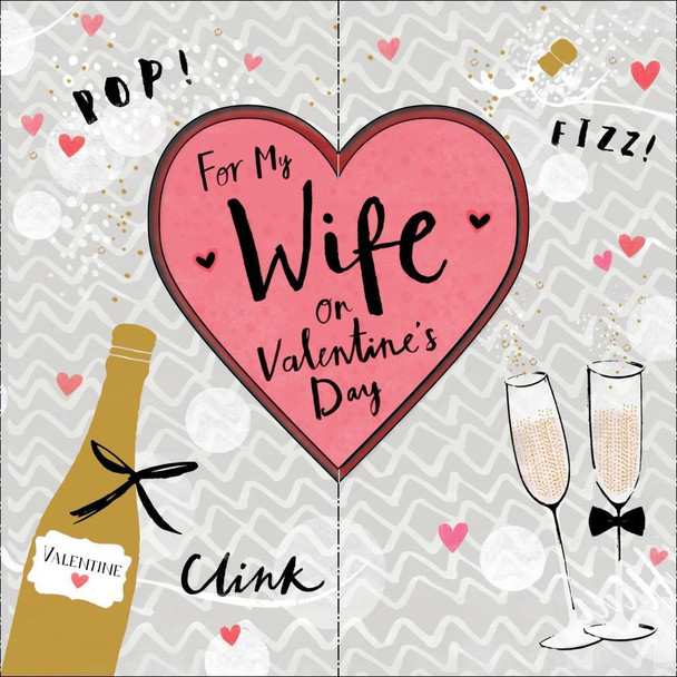 Wife Valentine's Day Pop-Up Design and Colour Inside Card