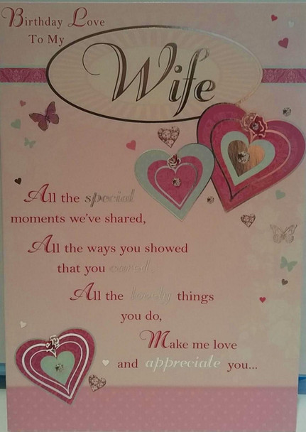 To My Wife Birthday Card with Hearts