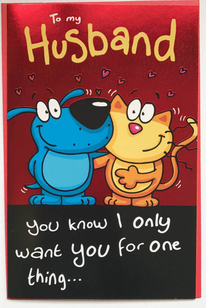 To My Husband Funny Cartoon Design Valentine's Day Card