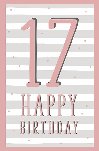 Age 17 Birthday Card Glitter Design