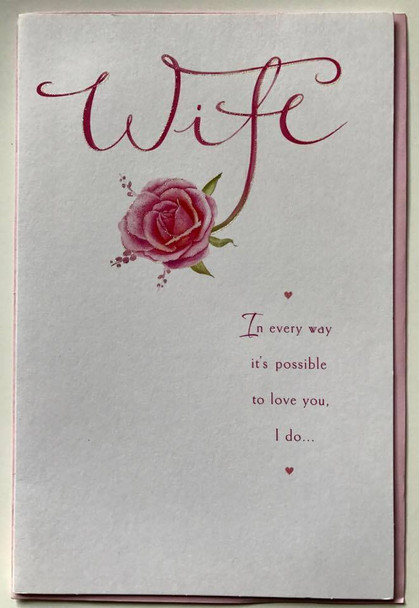 Pink Flowers On Pink Wonderful Wife Birthday Greeting Card