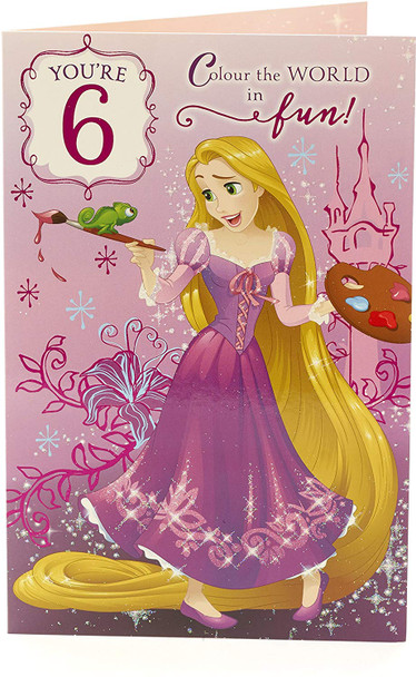 Age 6 Birthday Card Tangled Birthday Card, 6th Birthday, Rapunzel, Ideal Gift Card for Kids Disney