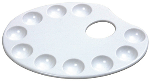 10 Compartment White Plastic Oval Palette