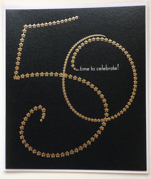 50 Time to Celebrate Age Happy 50th Birthday Modern Card Black & Gold