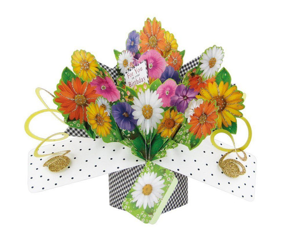 Second Nature Pop Ups Flowers Birthday Card with "For You On Your Birthday" Lettering