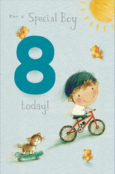 Thinking Of You Boy On His Bike Age 8 Birthday Card