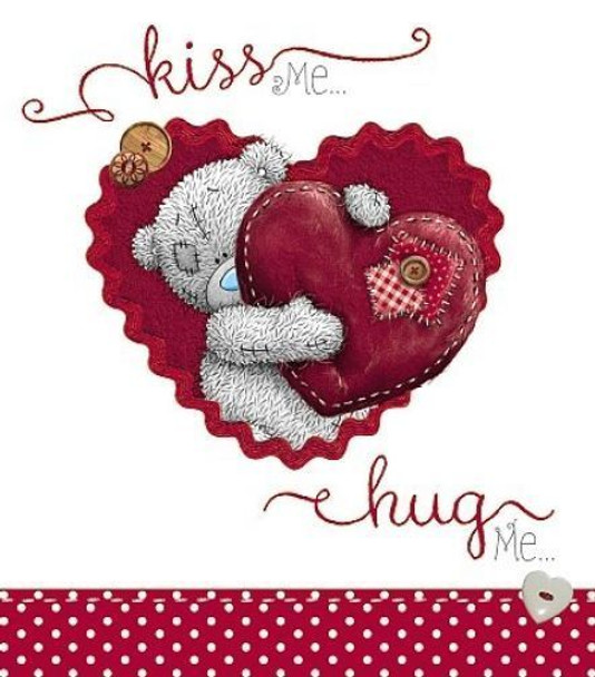 Me to You Kiss Me Hug Me Bear Hugging Heart Valentines Day Card Tatty Teddy