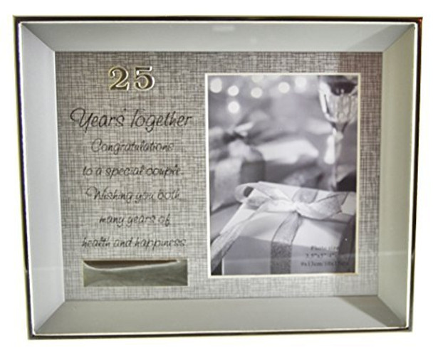 Silver Anniversary Brushed Silver Plated Photo Frame Verse & Plaque 25 Years Together