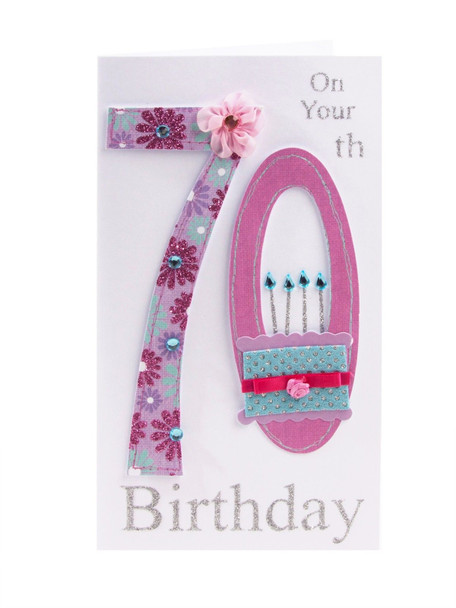 On Your 70th Birthday Card Handmade Age 70 For Her Card 