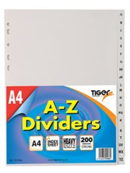 Tiger A to Z plastic A4 dividers - single set