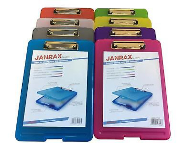 Pack of 8 Assorted Colour A4 Clipboard Box Files