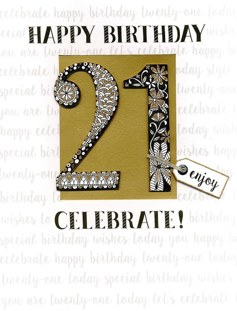 21st Birthday Gigantic Greeting Card Embellished & Flittered A4 Sized Cards