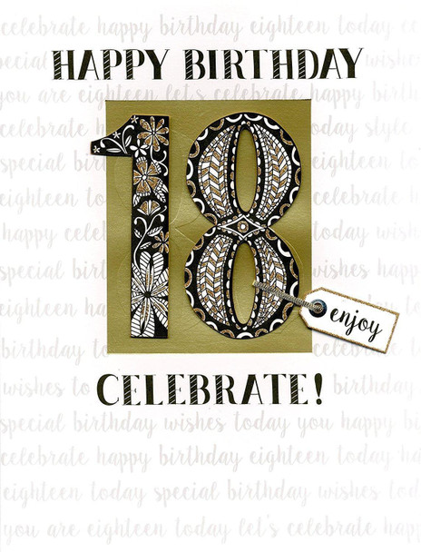 18th Birthday Gigantic Greeting Card Embellished & Flittered A4 Sized Cards