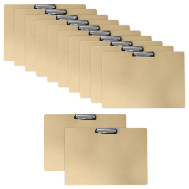 Pack of 12 A3 Wooden Clipboards with Flat Clip by Janrax