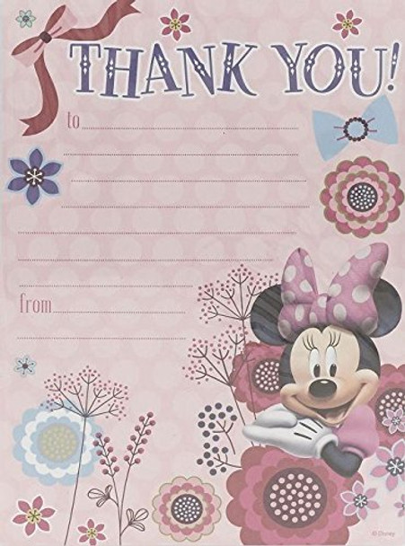 MINNIE MOUSE PACK OF 20 THANK YOU SHEETS DISNEY CHILD CHARACTER GIRL'S NEW GIFT