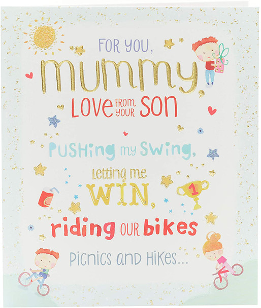 Mummy From Your Son Cute Rhyme Mother's Day Glitter Greeting Card