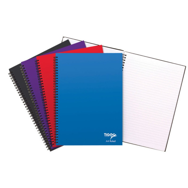 Tiger A4 spiral/twinwire 80 sheet ruled feint notebook