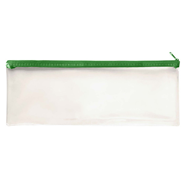 Pack of 120 Janrax 13x5" Green Zip Clear Exam Pencil Case