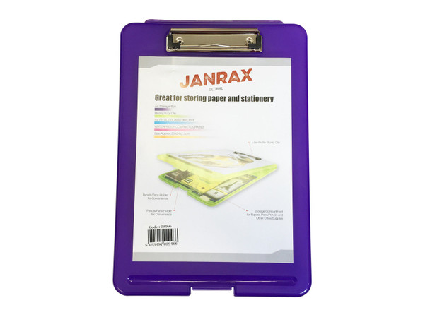A4 Purple Clipboard Box File - Storage Filing Case