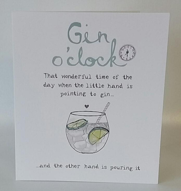 Gin O Clock Birthday Humour Funny New Greetings Card Hanson White Range
