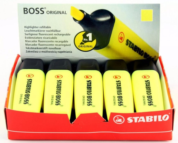 Pack of 10 Stabilo Boss Original Yellow Highlighter