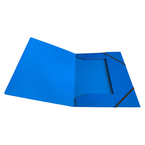 Janrax A4 Blue Laminated Card 3 Flap Folder with Elastic Closure