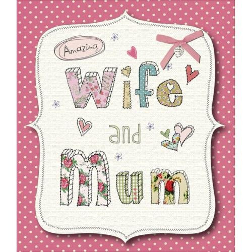 Amazing Wife and Mum Luxury Hand-finished Happy Mother's Day  New Card