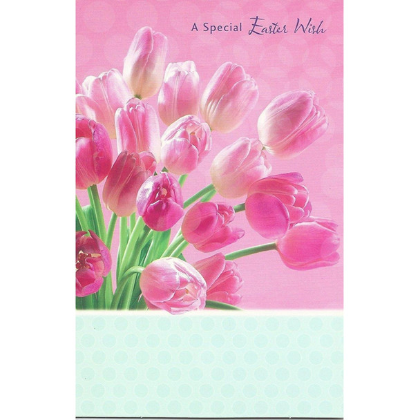 A Special Easter Wish Pink Spring Time Tulips New Uk Greeting Card