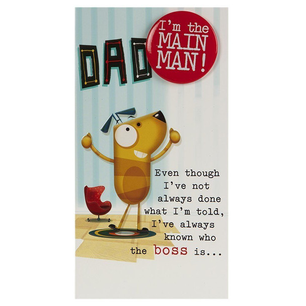Hallmark Dad Father's Day Card Main Man Badge Medium