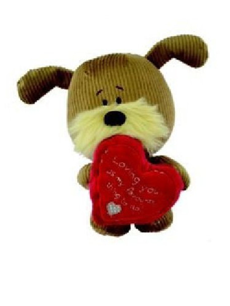 Lots of Woof Woof Soft Toy Dog Holding a Heart Loving you 9 inch