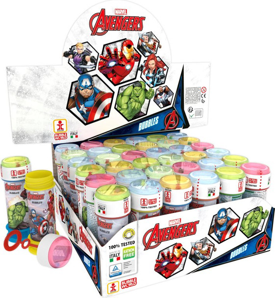 Box of 36 Assorted Marvel Avengers Bubble Tubs 60ml