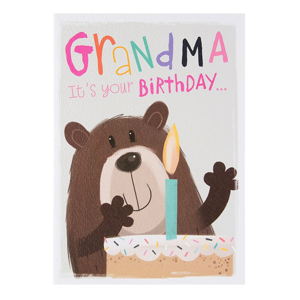 Grandma Birthday Card with Candle on a Cake