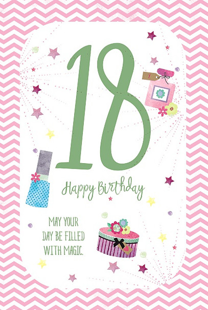 Age 18th Pink Happy Birthday Card For Her