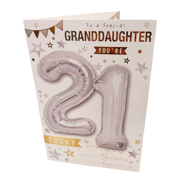 To a Special Granddaughter You're 21 Balloon Boutique Greeting Card