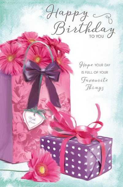 Happy Birthday Card Soft Pink Present