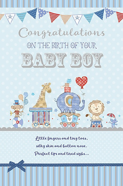 Birth Of Boy Card Congratulation New Born Baby