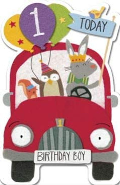 Boys 1St Birthday Card Boy Red Car from The Watermark Range Age 1