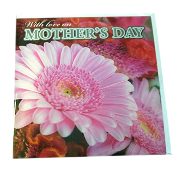 Someone 3D Holographic Beutiful Pink Flower Open Mother's Day Card